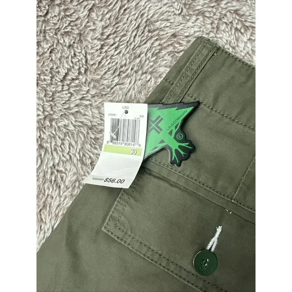 LRG Men’s Lifted Research Group Ripstop Cargo Shorts Green Size 30 New - Picture 10 of 14
